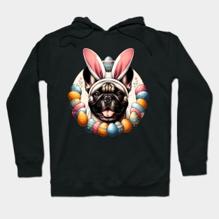 French Bulldog Celebrates Easter with Bunny Ear Headband Hoodie